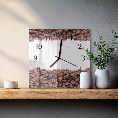Orologio quadrato in vetro Chicchi di caffè