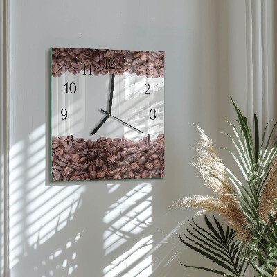 Orologio quadrato in vetro Chicchi di caffè