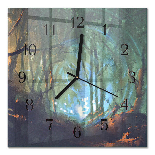 Quadrato orologio da parete Foresta mistica