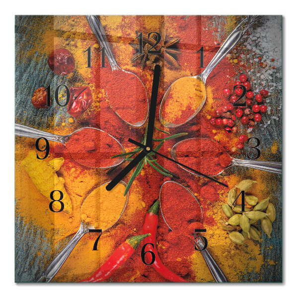 Quadrato orologio in vetro decorativo Spezie