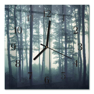 Orologio quadrato in vetro Foresta nebbiosa