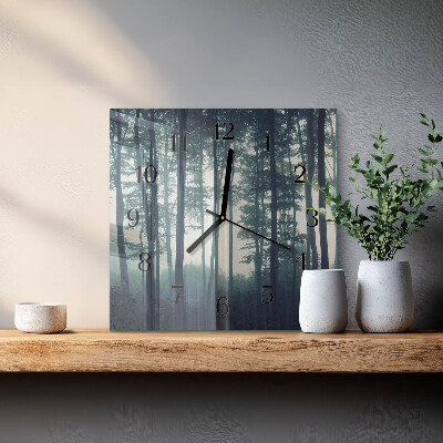 Orologio quadrato in vetro Foresta nebbiosa