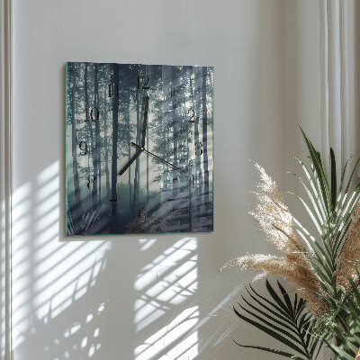 Orologio quadrato in vetro Foresta nebbiosa
