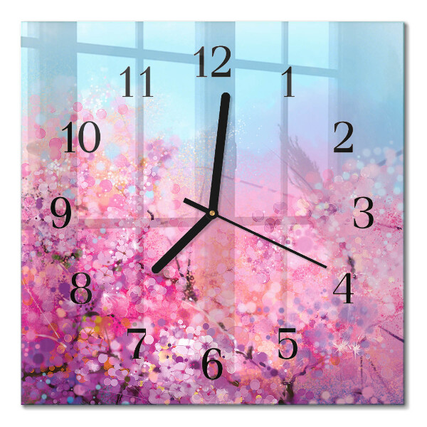Quadrato orologio in vetro decorativo Motivo floreale