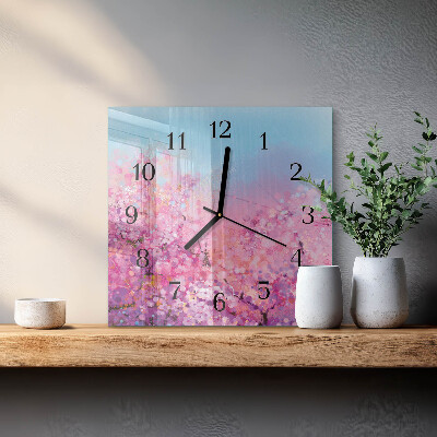 Quadrato orologio in vetro decorativo Motivo floreale
