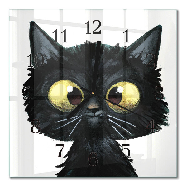 Orologio quadrato in vetro Gatto nero