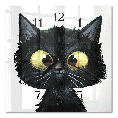 Orologio quadrato in vetro Gatto nero
