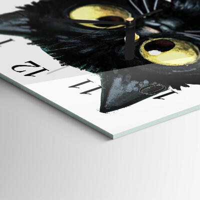 Orologio quadrato in vetro Gatto nero