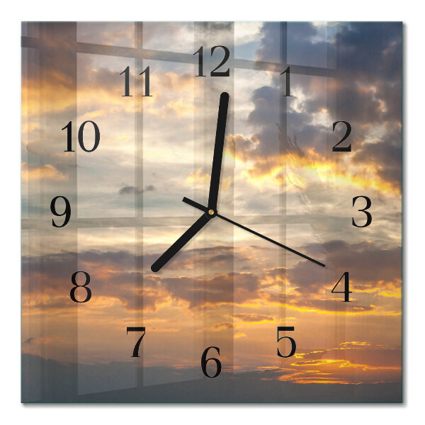 Quadrato orologio in vetro decorativo Tramonto