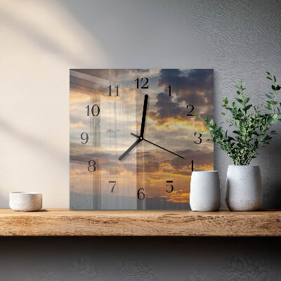 Quadrato orologio in vetro decorativo Tramonto