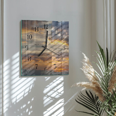 Quadrato orologio in vetro decorativo Tramonto