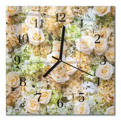 Orologio quadrato in vetro Fiori eleganti