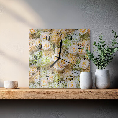 Orologio quadrato in vetro Fiori eleganti