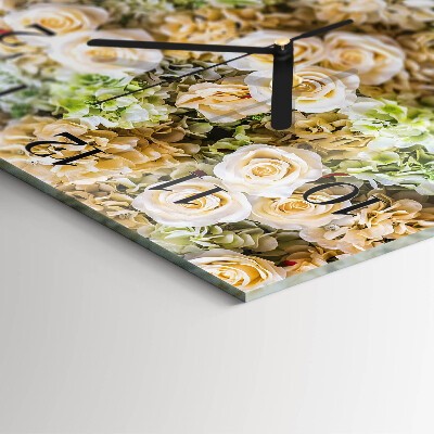 Orologio quadrato in vetro Fiori eleganti