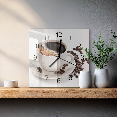 Quadrato orologio da parete Una tazza di caffè