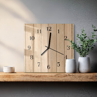 Quadrato orologio in vetro decorativo Legna