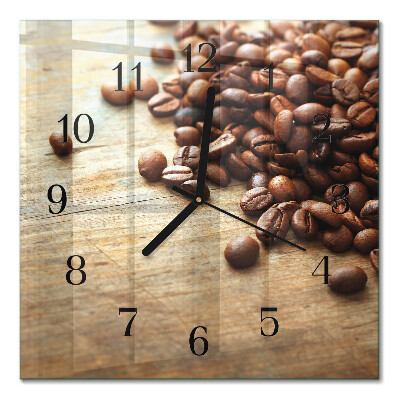 Quadrato orologio in vetro decorativo Chicchi di caffè