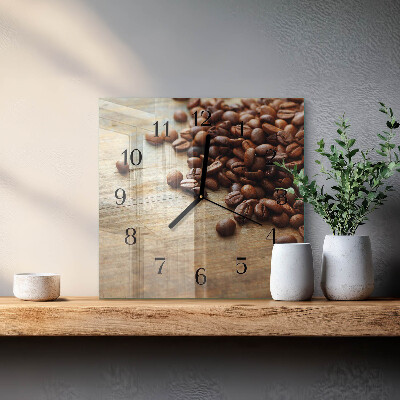 Quadrato orologio in vetro decorativo Chicchi di caffè