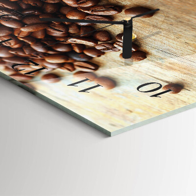 Quadrato orologio in vetro decorativo Chicchi di caffè