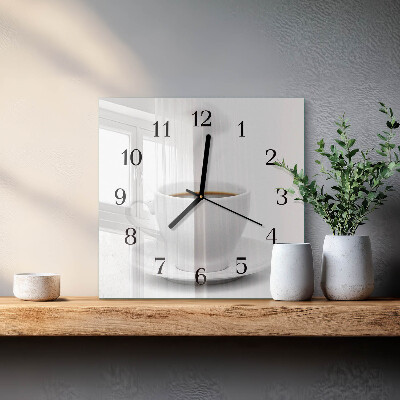 Orologio quadrato in vetro Una tazza di caffè