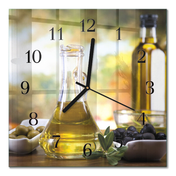 Quadrato orologio in vetro decorativo Olio d'oliva