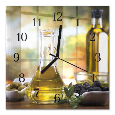 Quadrato orologio in vetro decorativo Olio d'oliva