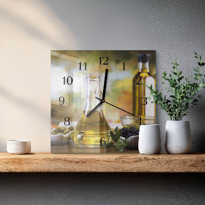 Quadrato orologio in vetro decorativo Olio d'oliva