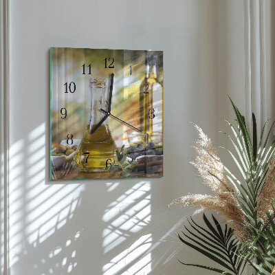 Quadrato orologio in vetro decorativo Olio d'oliva
