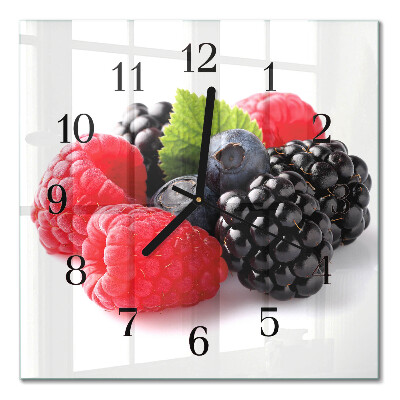 Quadrato orologio in vetro decorativo Frutti di bosco