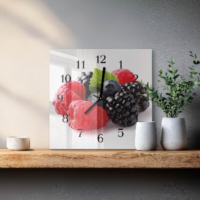 Quadrato orologio in vetro decorativo Frutti di bosco
