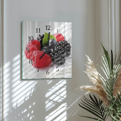 Quadrato orologio in vetro decorativo Frutti di bosco