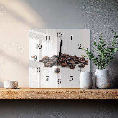 Orologio quadrato in vetro Chicchi di caffè
