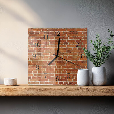 Quadrato orologio in vetro decorativo Muro di mattoni