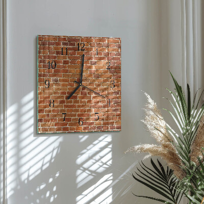Quadrato orologio in vetro decorativo Muro di mattoni