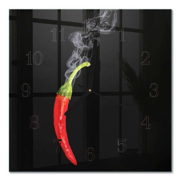 Quadrato orologio da parete Peperoncino