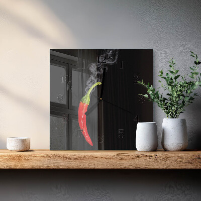 Quadrato orologio da parete Peperoncino
