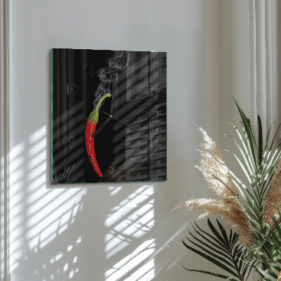 Quadrato orologio da parete Peperoncino