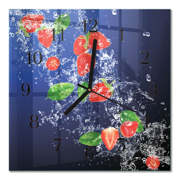 Quadrato orologio da parete Fragole