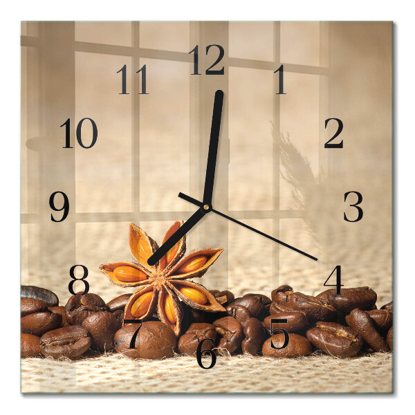 Quadrato orologio in vetro decorativo Chicchi di caffè
