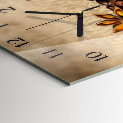Quadrato orologio in vetro decorativo Chicchi di caffè
