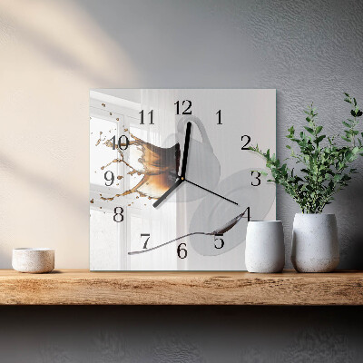 Quadrato orologio da parete Una tazza di caffè