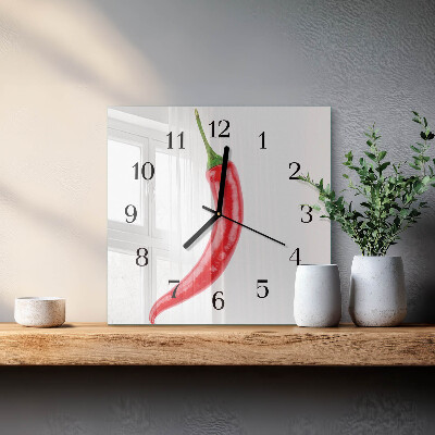 Orologio quadrato in vetro Peperoncino