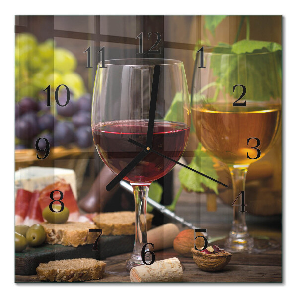 Quadrato orologio in vetro decorativo Un bicchiere di vino