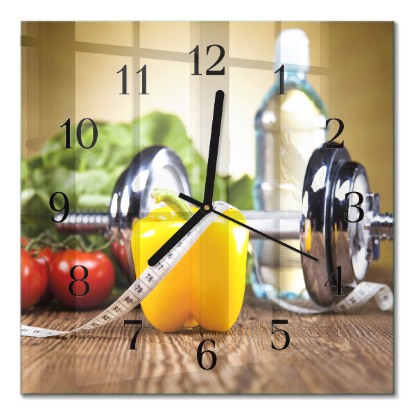 Quadrato orologio in vetro decorativo Pepe