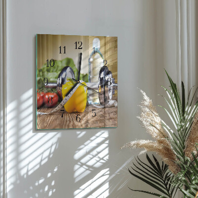 Quadrato orologio in vetro decorativo Pepe