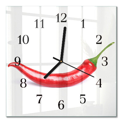 Quadrato orologio da parete Peperoncino