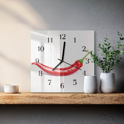 Quadrato orologio da parete Peperoncino