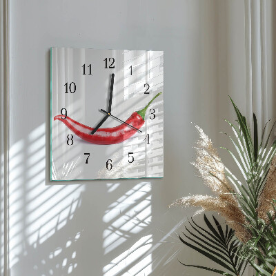 Quadrato orologio da parete Peperoncino