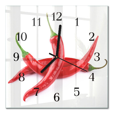 Quadrato orologio in vetro decorativo Peperoncini