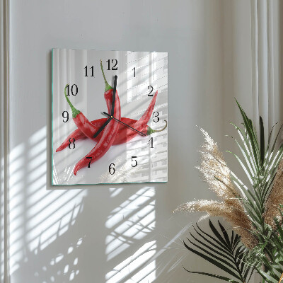 Quadrato orologio in vetro decorativo Peperoncini